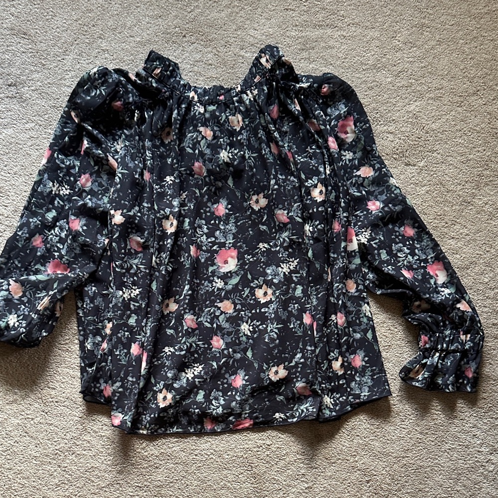 TCEC Floral Black Blouse